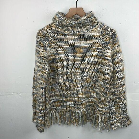 Solitaire Chunky Boho Pull Over Turtleneck Sweater size Small - Picture 1 of 10